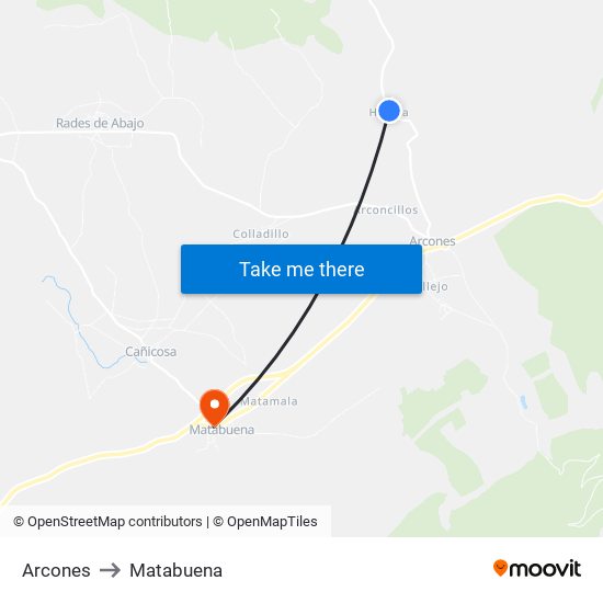 Arcones to Matabuena map