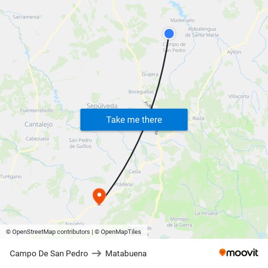 Campo De San Pedro to Matabuena map