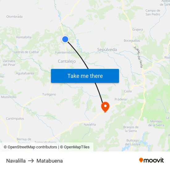 Navalilla to Matabuena map