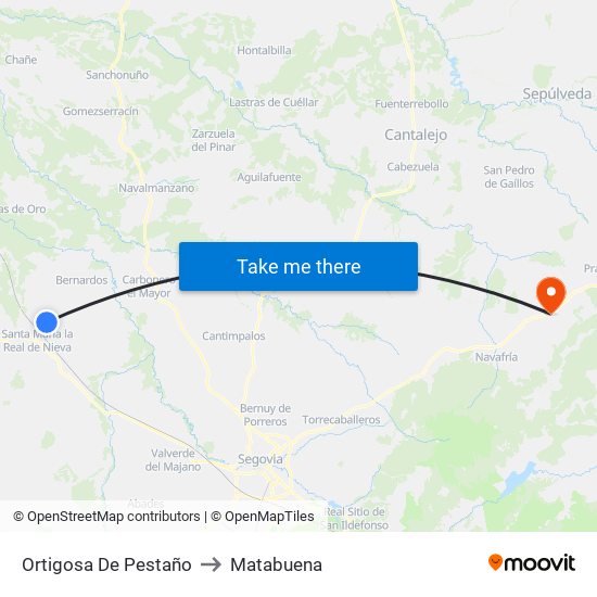 Ortigosa De Pestaño to Matabuena map