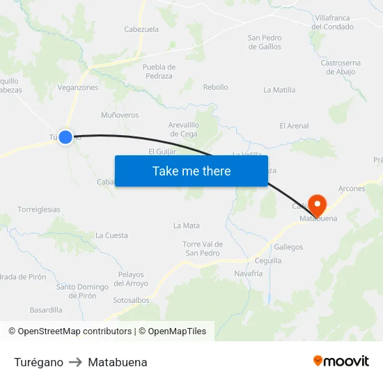 Turégano to Matabuena map