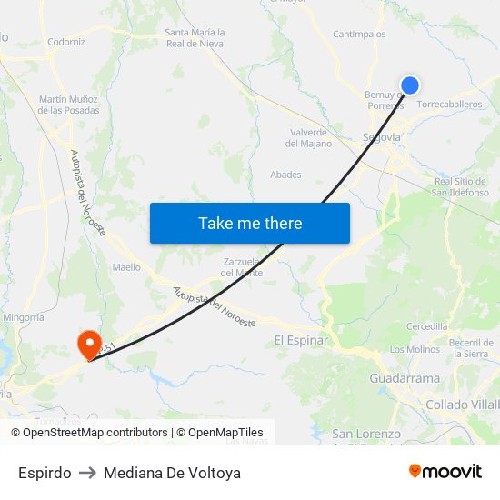 Espirdo to Mediana De Voltoya map
