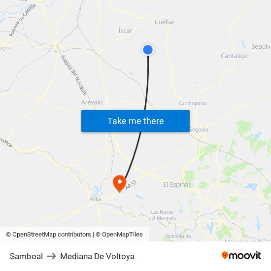 Samboal to Mediana De Voltoya map