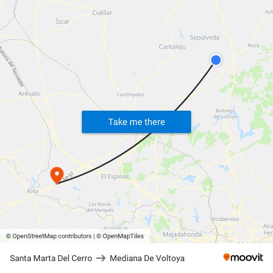 Santa Marta Del Cerro to Mediana De Voltoya map