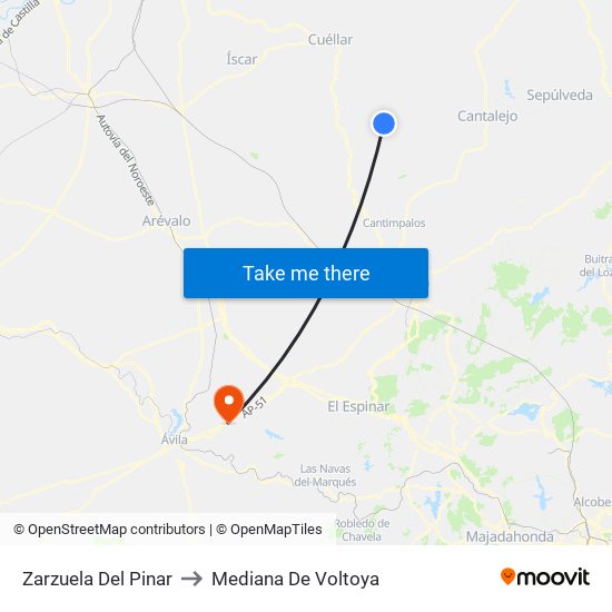 Zarzuela Del Pinar to Mediana De Voltoya map