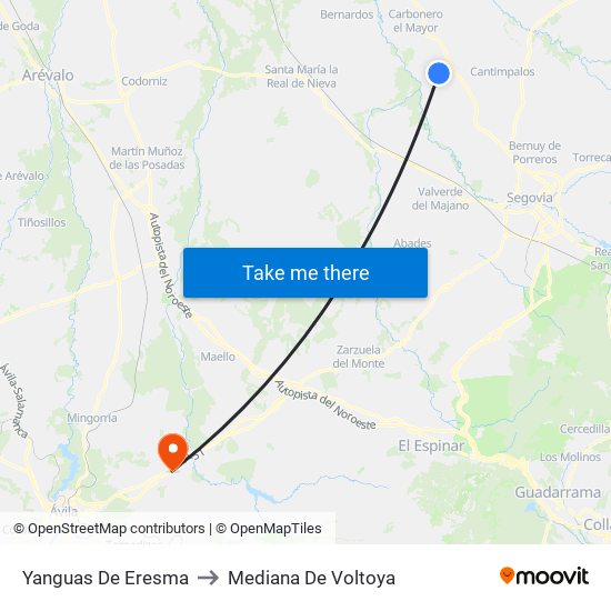 Yanguas De Eresma to Mediana De Voltoya map