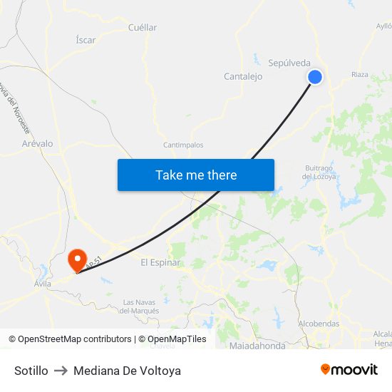 Sotillo to Mediana De Voltoya map