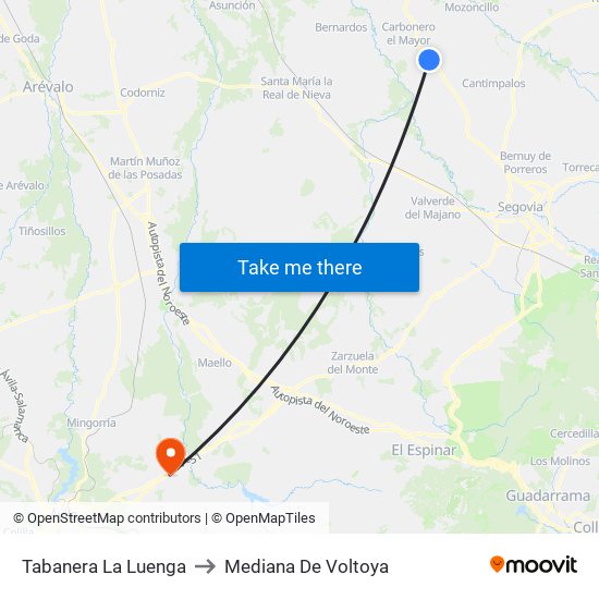 Tabanera La Luenga to Mediana De Voltoya map