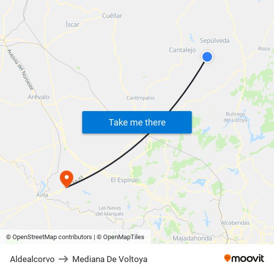 Aldealcorvo to Mediana De Voltoya map