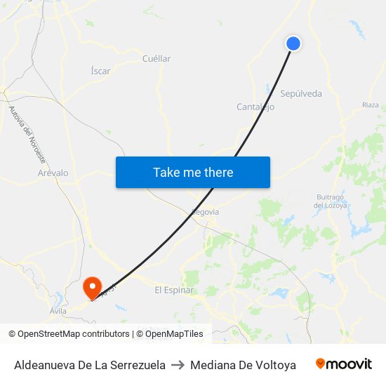 Aldeanueva De La Serrezuela to Mediana De Voltoya map