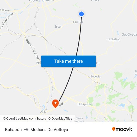 Bahabón to Mediana De Voltoya map