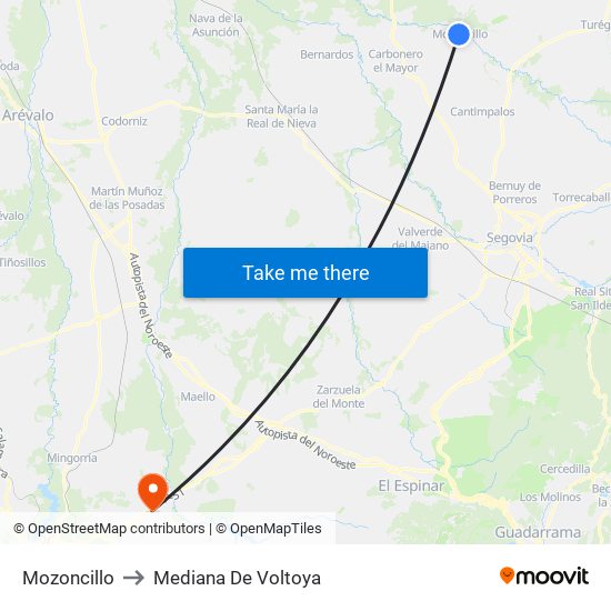 Mozoncillo to Mediana De Voltoya map