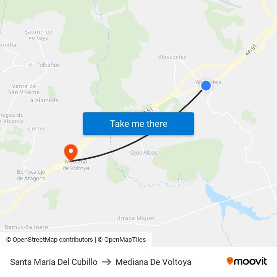 Santa María Del Cubillo to Mediana De Voltoya map