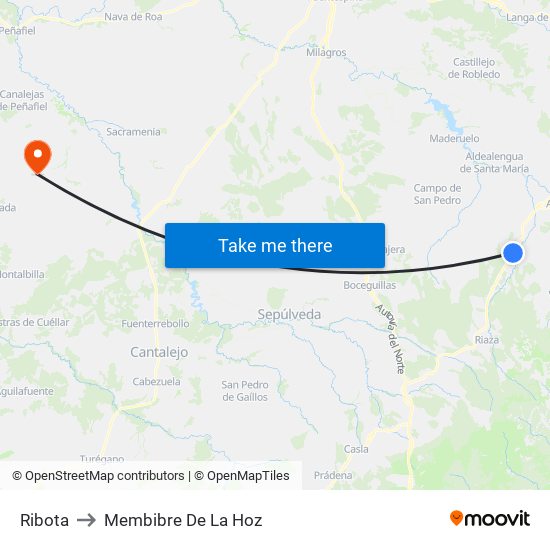 Ribota to Membibre De La Hoz map