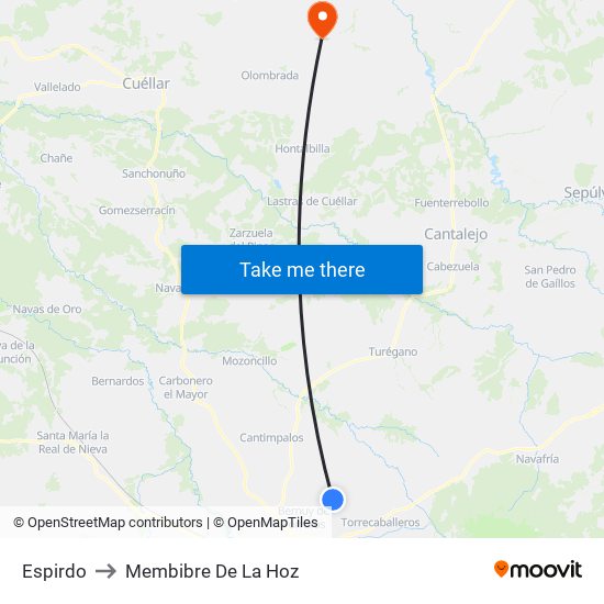 Espirdo to Membibre De La Hoz map