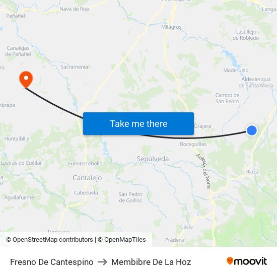 Fresno De Cantespino to Membibre De La Hoz map