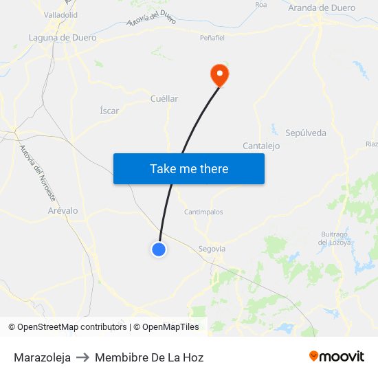 Marazoleja to Membibre De La Hoz map