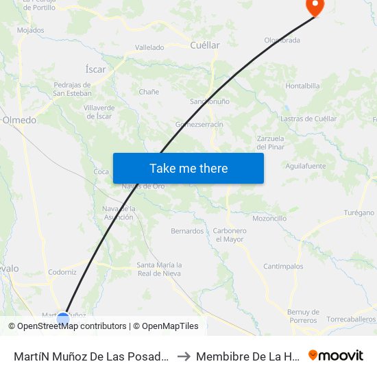 Martí­N Muñoz De Las Posadas to Membibre De La Hoz map