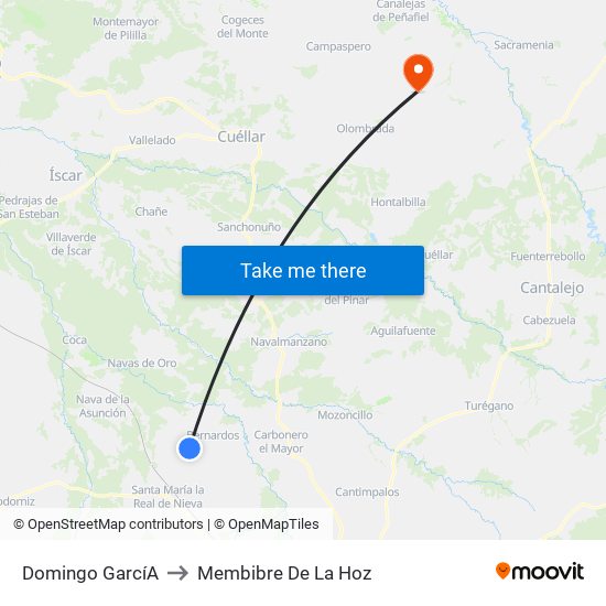 Domingo Garcí­A to Membibre De La Hoz map