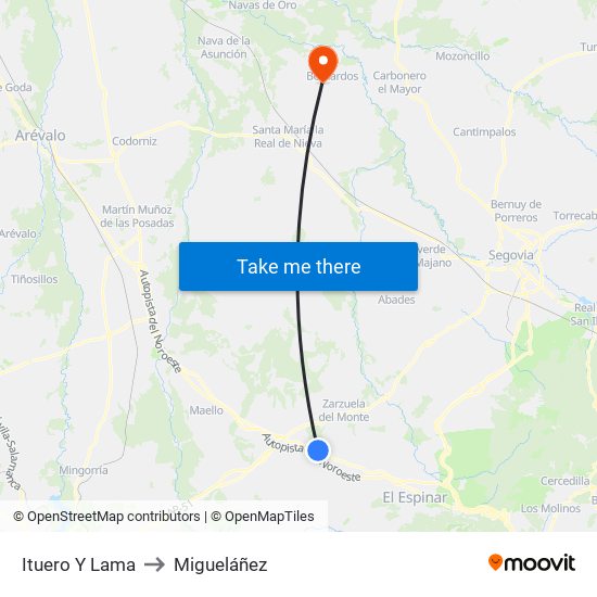 Ituero Y Lama to Migueláñez map