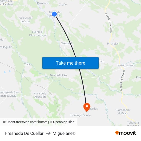 Fresneda De Cuéllar to Migueláñez map