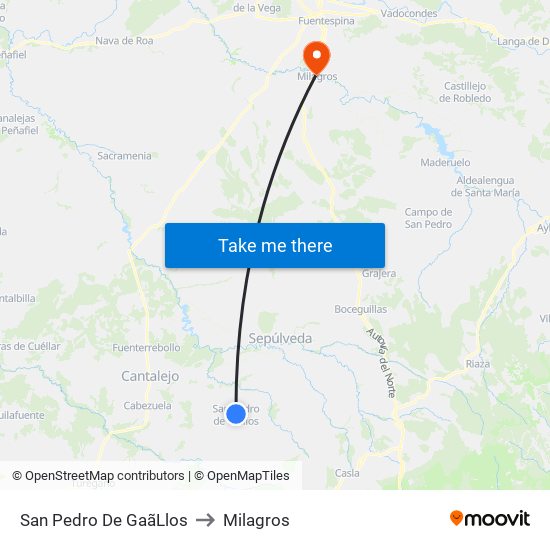 San Pedro De Gaã­Llos to Milagros map