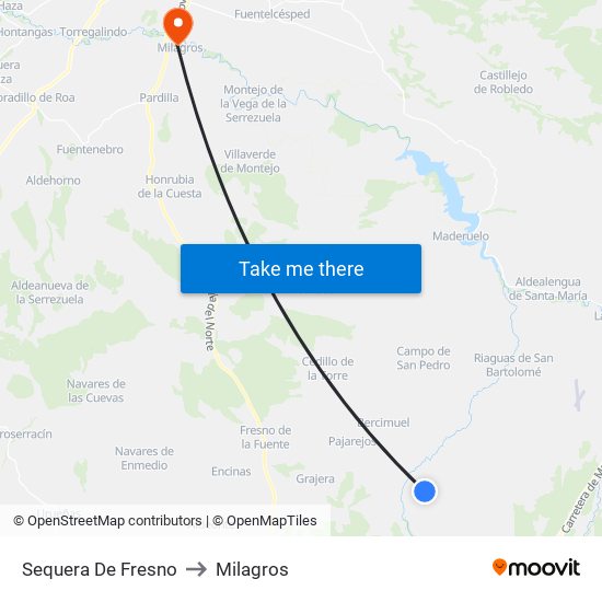 Sequera De Fresno to Milagros map