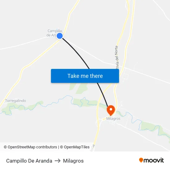 Campillo De Aranda to Milagros map