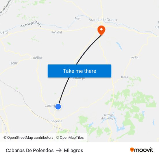 Cabañas De Polendos to Milagros map