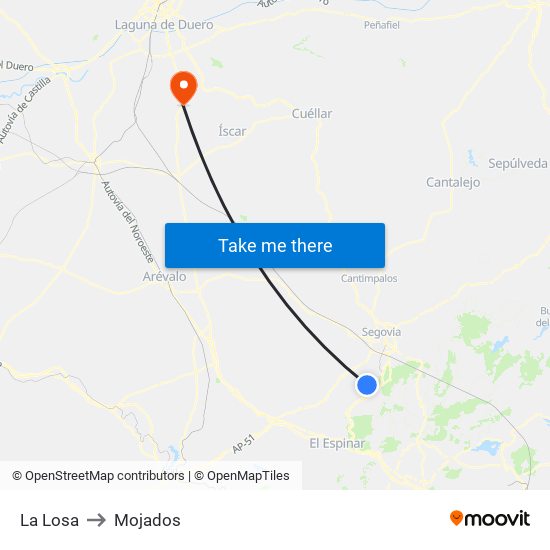 La Losa to Mojados map