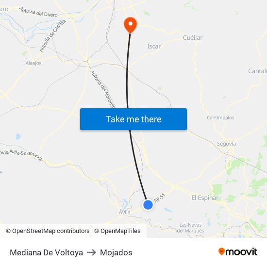 Mediana De Voltoya to Mojados map