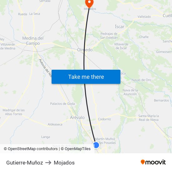 Gutierre-Muñoz to Mojados map
