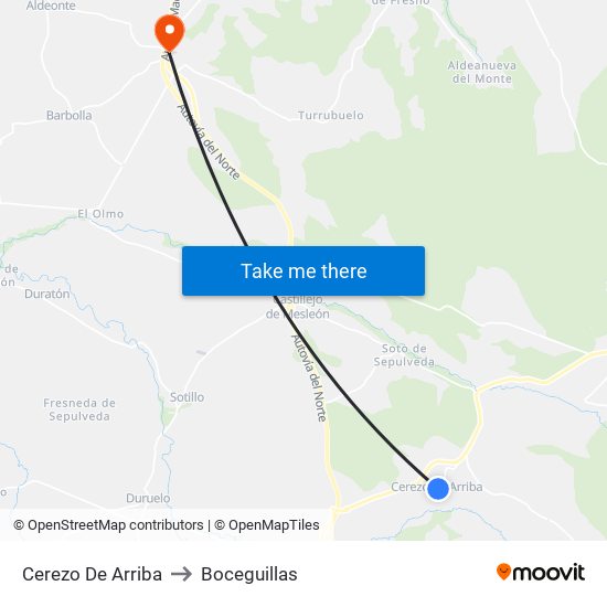 Cerezo De Arriba to Boceguillas map