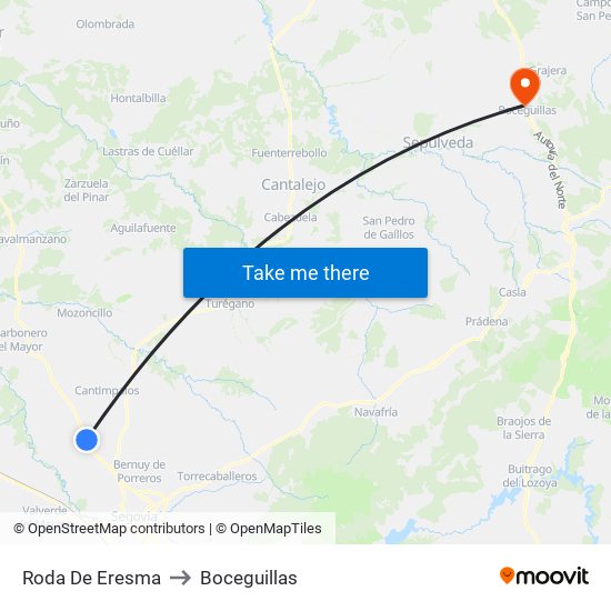Roda De Eresma to Boceguillas map