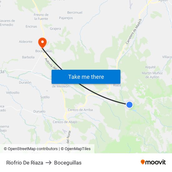 Riofrío De Riaza to Boceguillas map