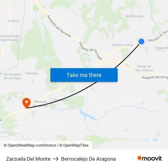 Zarzuela Del Monte to Berrocalejo De Aragona map