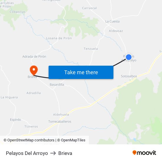 Pelayos Del Arroyo to Brieva map