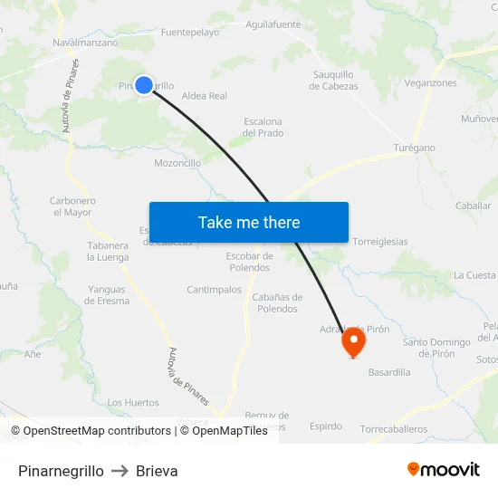 Pinarnegrillo to Brieva map