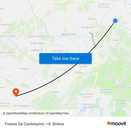 Fresno De Cantespino to Brieva map
