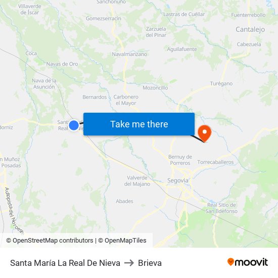 Santa María  La Real De Nieva to Brieva map