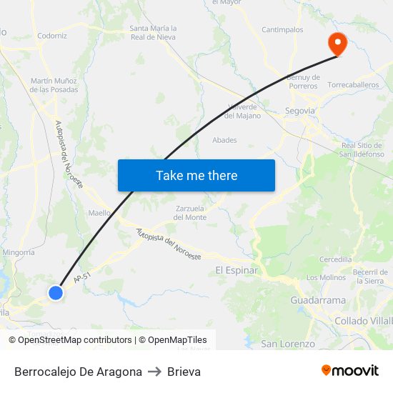 Berrocalejo De Aragona to Brieva map
