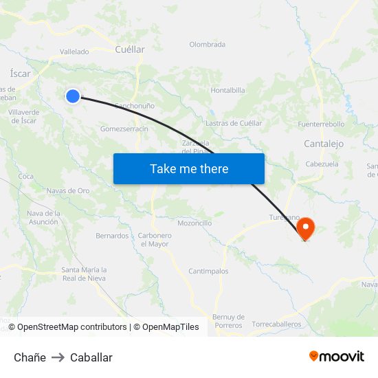 Chañe to Caballar map