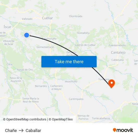 Chañe to Caballar map