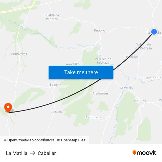 La Matilla to Caballar map