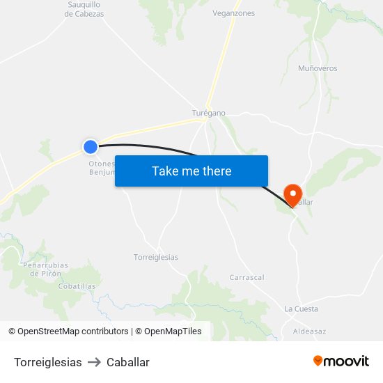 Torreiglesias to Caballar map