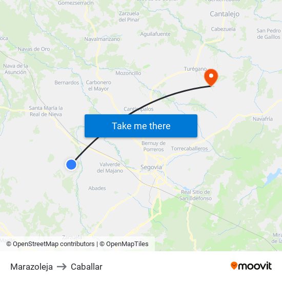 Marazoleja to Caballar map