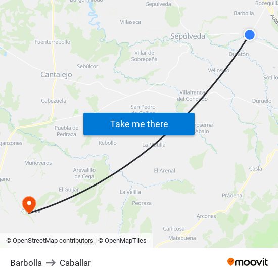 Barbolla to Caballar map