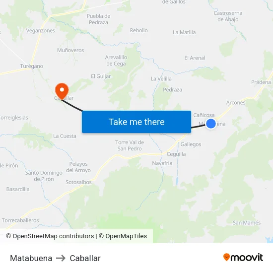 Matabuena to Caballar map