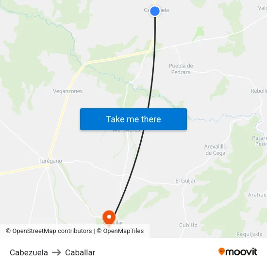 Cabezuela to Caballar map
