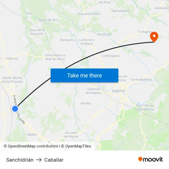 Sanchidrián to Caballar map
